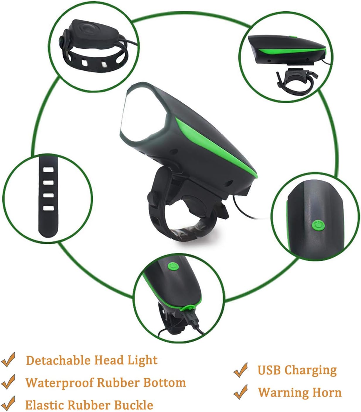 Bicycle Light with Super Loud Horn | USB Rechargeable & Waterproof